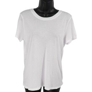 Enza Costa White Pima Cotton Tee Made in USA Luxe Minimalist Pocket T Shirt M